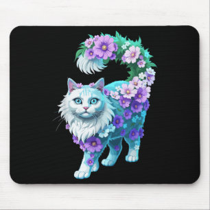 Farbenfrohe Blumenmuster Vintage Blume Art Cat L Mousepad