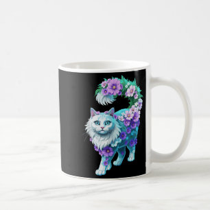 Farbenfrohe Blumenmuster Vintage Blumen Kunst Katz Kaffeetasse