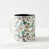 Farbenfrohe Blumenmuster Zweifarbige Tasse (Vorderseite Links)