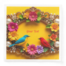 Farbenfrohe Blumenrahmen mit lebhaften Vögeln