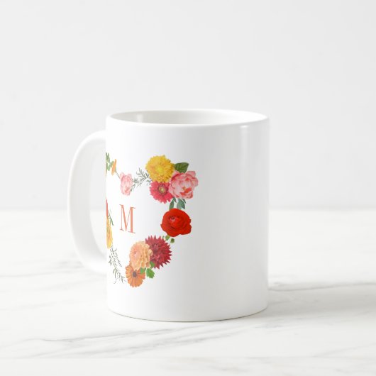 Farbenfrohe Blumenrege Kaffeetasse (Vorderseite Links)