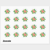 Farbenfrohe Blumenrege Runder Aufkleber (Blatt)