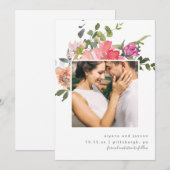 farbenfrohe blumenreiche Hochzeit Save The Date (Vorne/Hinten)