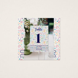 Farbenfrohe blumenreiche Hochzeitskarte Tischnumme