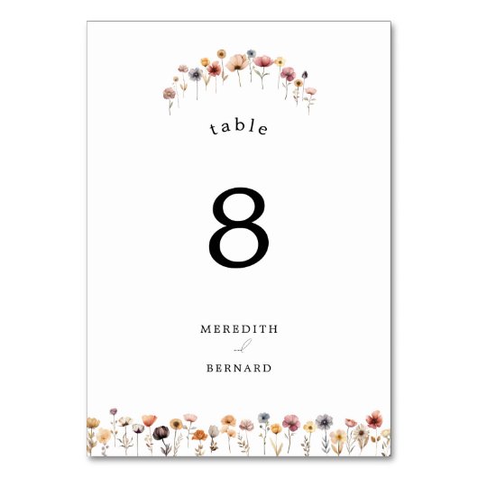 Farbenfrohe blumenreiche Hochzeitskarte Tischnumme Tischnummer (Rückseite)