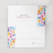 farbenfrohe blumenreiche Hochzeitsstimmung in der  Platzkarte (Außenseite Aufgefaltet)
