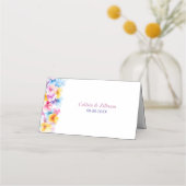 farbenfrohe blumenreiche Hochzeitsstimmung in der  Platzkarte (Rückseite)