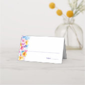 farbenfrohe blumenreiche Hochzeitsstimmung in der  Platzkarte (Vorderseite)