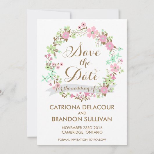 Farbenfrohe Blumenreste Ankündigung Datum freihalt (Vorderseite)