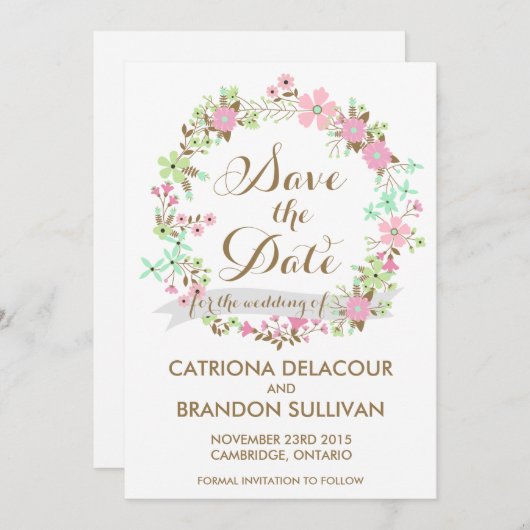 Farbenfrohe Blumenreste Ankündigung Datum freihalt (Vorne/Hinten)