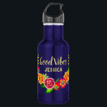 Farbenfrohe Blumenreste Moderne gute Farben Edelstahlflasche<br><div class="desc">Helle,  farbenfrohe Blume,  die Ihren Namen und "Good Vibes" oder Ihre persönliche Nachricht definieren.</div>