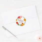 Farbenfrohe Blumenreste Save the Date Runder Aufkleber (Umschlag)