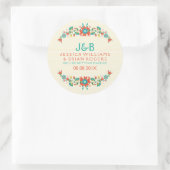 Farbenfrohe Blumenreste und beige Streifen im Hint Runder Aufkleber (Tasche)