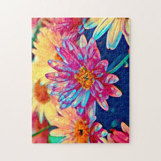 Farbenfrohe Blumenrisse Puzzle (Vertikal)