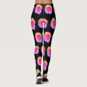 Farbenfrohe, blumenrosa Blume Orange Black Leggings (Rückseite)