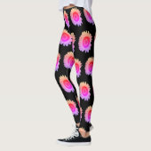 Farbenfrohe, blumenrosa Blume Orange Black Leggings (Links)