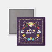 Farbenfrohe Blumenschädel Dia de Muertos | Magnet (Vorderseite/Rückseite)