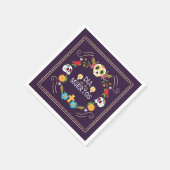 Farbenfrohe Blumenschädel Dia de Muertos | Serviet Serviette (Ecke)