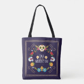 Farbenfrohe Blumenschädel Dia de Muertos | Trageta Tasche (Rückseite)