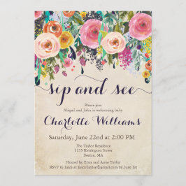 Farbenfrohe Blumenschlampe und Einladungen, Vintag Einladung