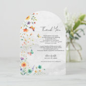 Farbenfrohe Blumenschmetterlinge Vielen Dank Einladung (Stehend Vorderseite)