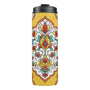 Farbenfrohe Blumenschmuck nahtlos Muster Thermosbecher