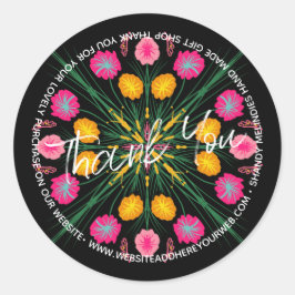 Farbenfrohe Blumenschrift Vielen Dank Runder Aufkleber