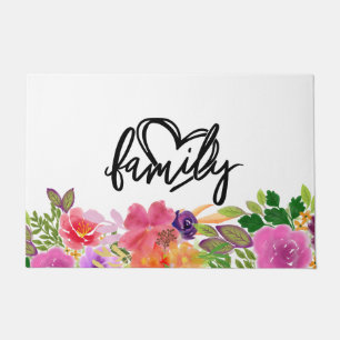 Farbenfrohe Blumenstrauß-Familie Fußmatte
