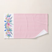 Farbenfrohe Blumenstrauß und rosa Streifen Badhandtuch Set (Handtuch)