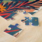 Farbenfrohe Blumenstreifen Regenbogen Design Puzzle (Seite)