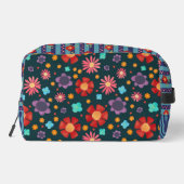 Farbenfrohe Blumenstreifen Rot Blau fröhlich Waschbeutel (Rückseite)