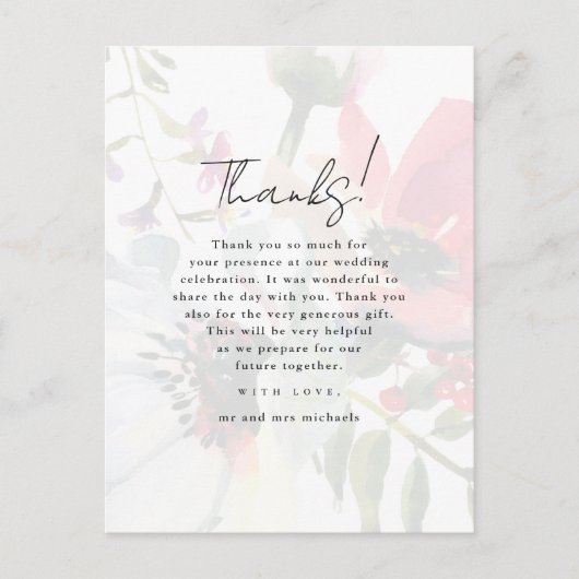 Farbenfrohe Blumenüberalie Hochzeit Foto Vielen Da Postkarte (Vorderseite)