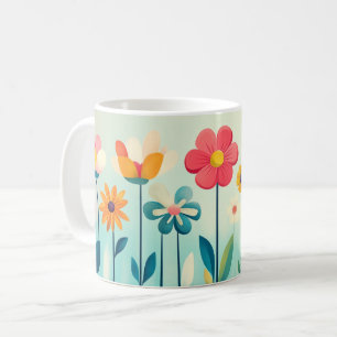 Farbenfrohe Blumenvase, Helle Muster Lebendige Vol Kaffeetasse