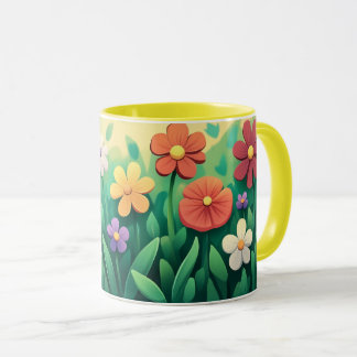 Farbenfrohe Blumenvase, Helle Muster Lebendige Vol Tasse