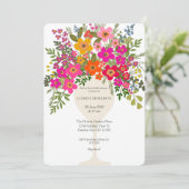 Farbenfrohe Blumenweine Brautparty Einladung (Stehend Vorderseite)