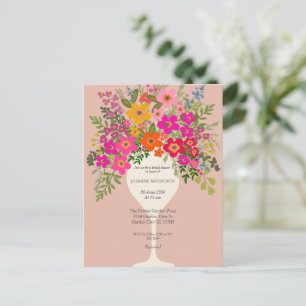 Farbenfrohe Blumenweine Brautparty Postkarte