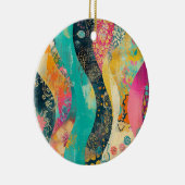 Farbenfrohe Blumenwelle Keramik Ornament (Rechts)