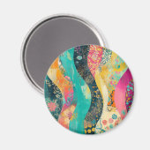 Farbenfrohe Blumenwelle Magnet (Vorderseite/Rückseite)