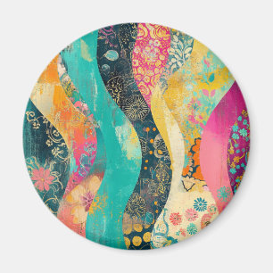Farbenfrohe Blumenwelle Magnet