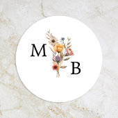 Farbenfrohe Blumenzange Monogram-Umschlag Aufklebe Runder Aufkleber