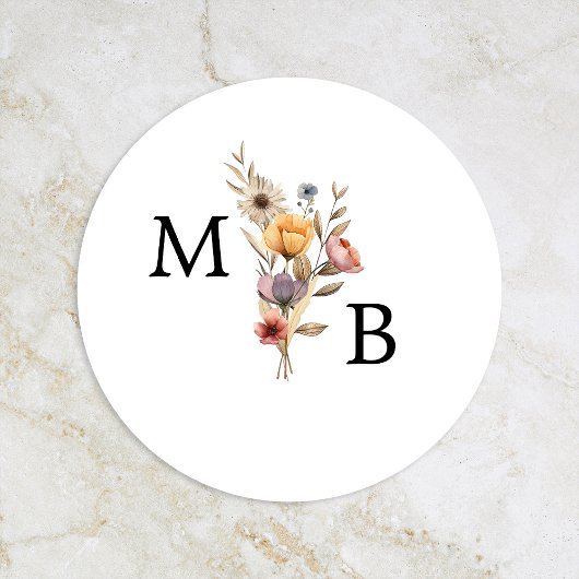 Farbenfrohe Blumenzange Monogram-Umschlag Aufklebe Runder Aufkleber