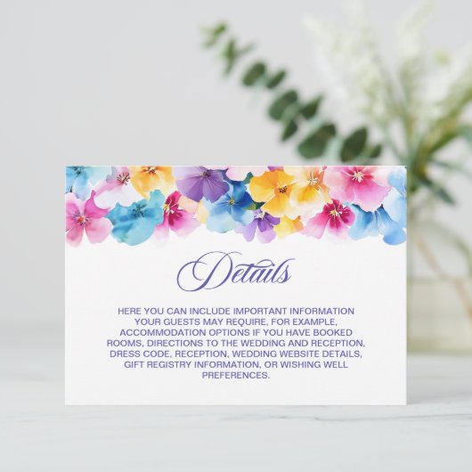 Farbenfrohe Blumenzettel Begleitkarte (Stehend Vorderseite)