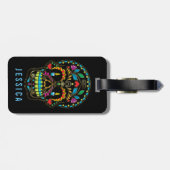 Farbenfrohe Blumenzucker Brennende Kerzen Gepäckanhänger (Rückseite horizontal)