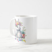 Farbenfrohe Blumenzucker Brennende Kerzen Kaffeetasse (Vorderseite Links)