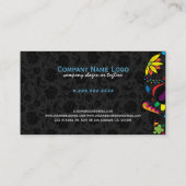 Farbenfrohe Blumenzuckerschale und schwarze Damask Visitenkarte (Rückseite)