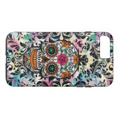 Farbenfrohe Blumenzuckerschale und schwarze Wirbel Case-Mate iPhone Hülle (Rückseite (Horizontal))