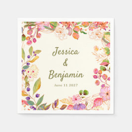 Farbenfrohe Blumenzwiebelflora Individuelle Name Serviette