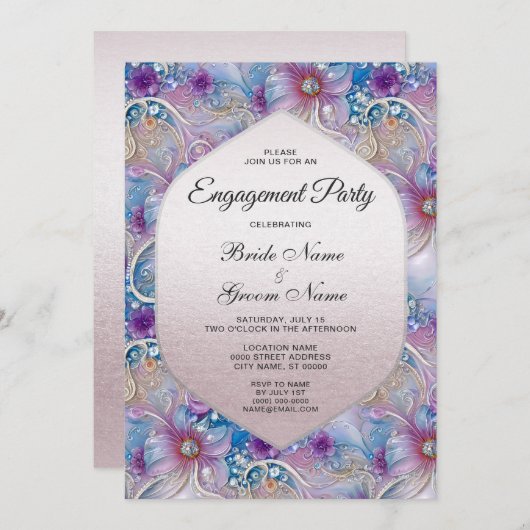 Farbenfrohe Blumenzwiebeln Verlobung Einladung (Vorne/Hinten)