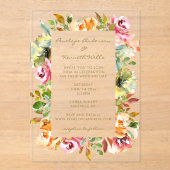 Farbenfrohe Blumenzwiese Earthy Boho Acryleinladungen (Vorderseite)