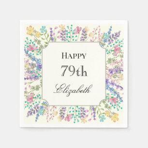 Farbenfrohe Blumige 79. Geburtstagsserviette Serviette
